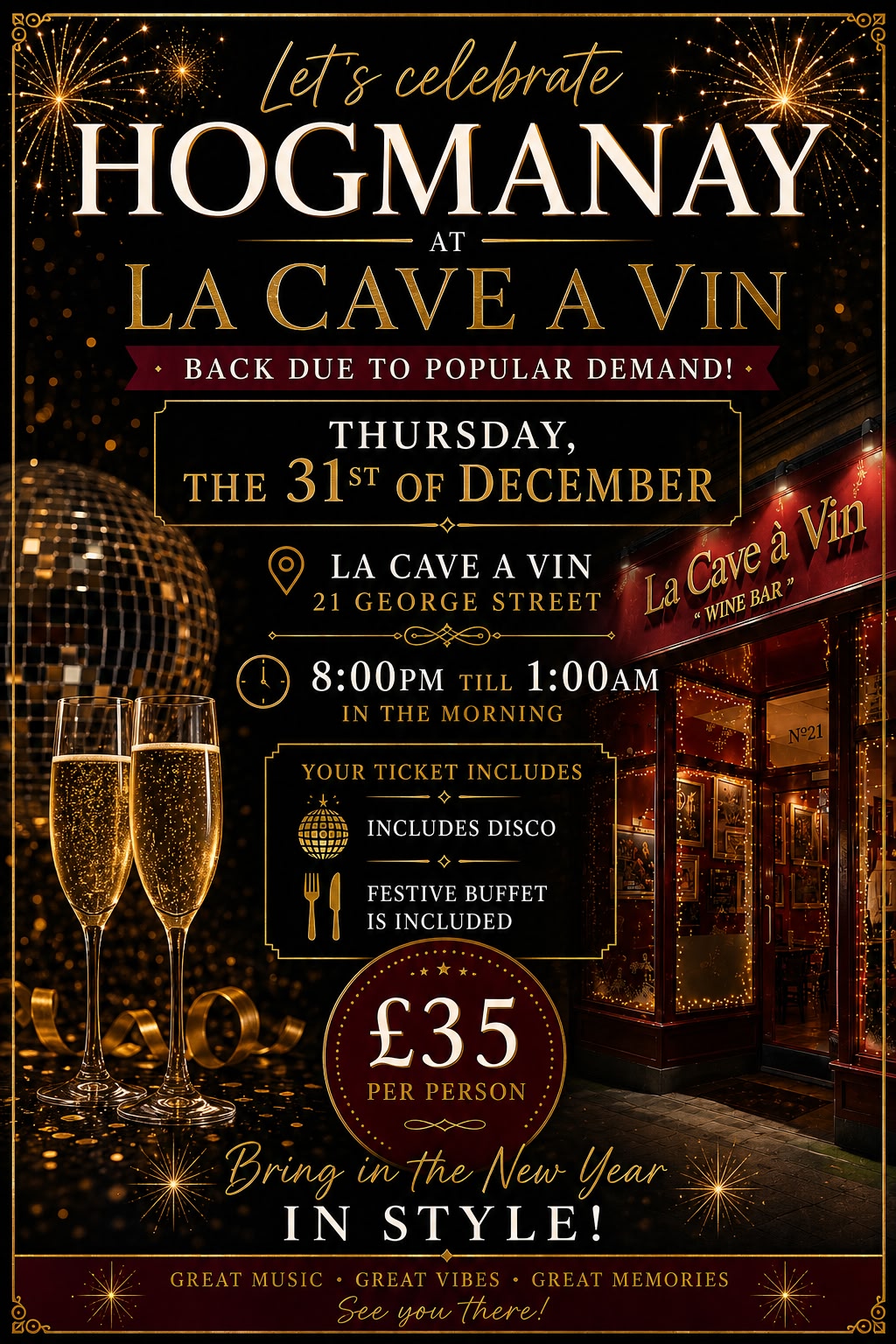Hogmanay at La Cave a Vin